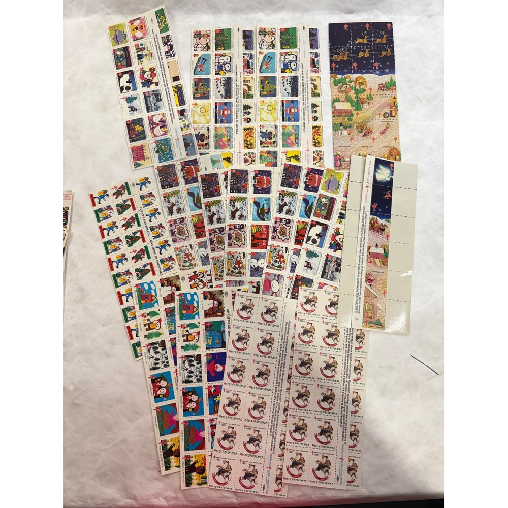 Vintage Christmas Seals Boys Town Charity Stamp Sheets Lot 100+ American Lung - Picture 2 of 16
